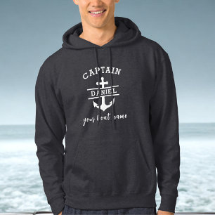 Black Captain Boat Nautical Anchor Ship  Hoodie