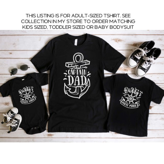 Black Captain Dad Daddy and Me Father's Day T-Shirt (Creator Uploaded)