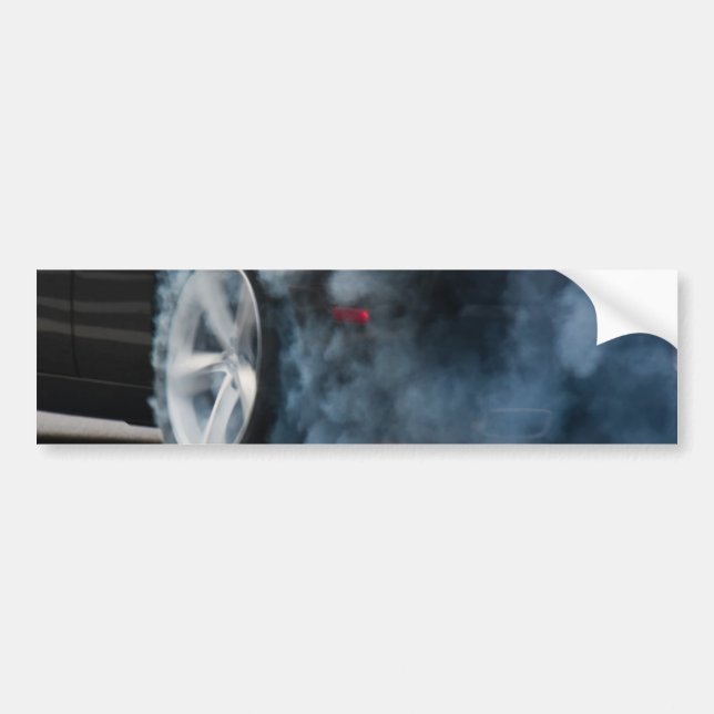 Black car burnout bumper sticker (Front)