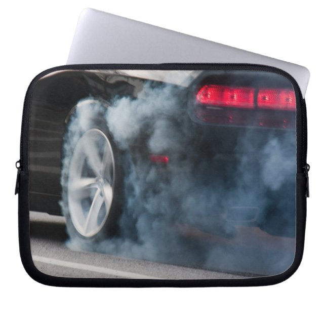 Black car burnout laptop sleeve (Front)