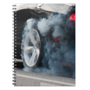Black car burnout spiral notebook