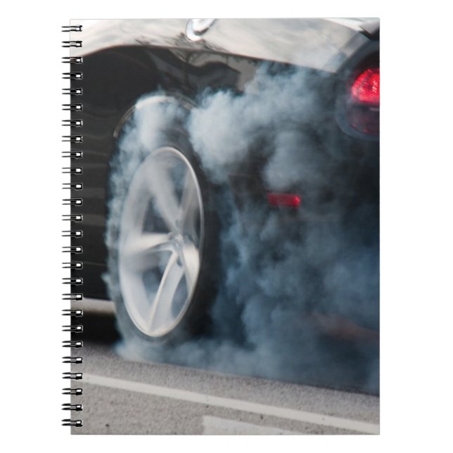 Black car burnout spiral notebook (Front)