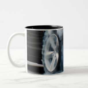 Black car burnout Two-Tone coffee mug