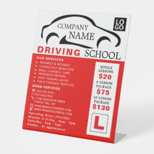 Black Car Logo, Driving School, Instructor Advert Pedestal Sign