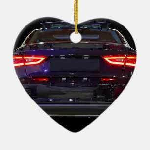 black car, red lights ceramic tree decoration