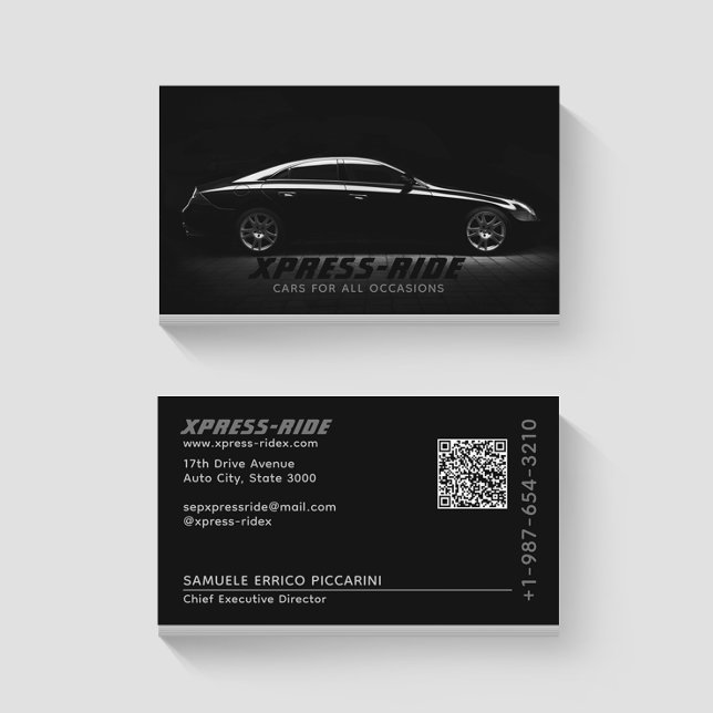 Black Car Rental Service Black Business Card (Creator Uploaded)