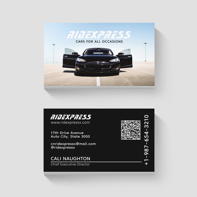 Black Car Rental Service Black Business Card (Creator Uploaded)