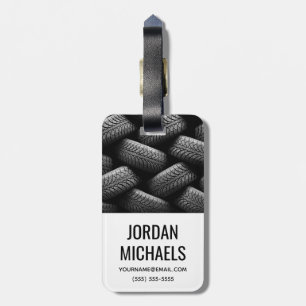 Black Car Tires Add Your Name Luggage Tag