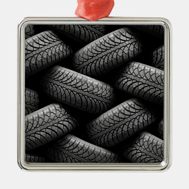 Black Car Tires Metal Tree Decoration (Front)