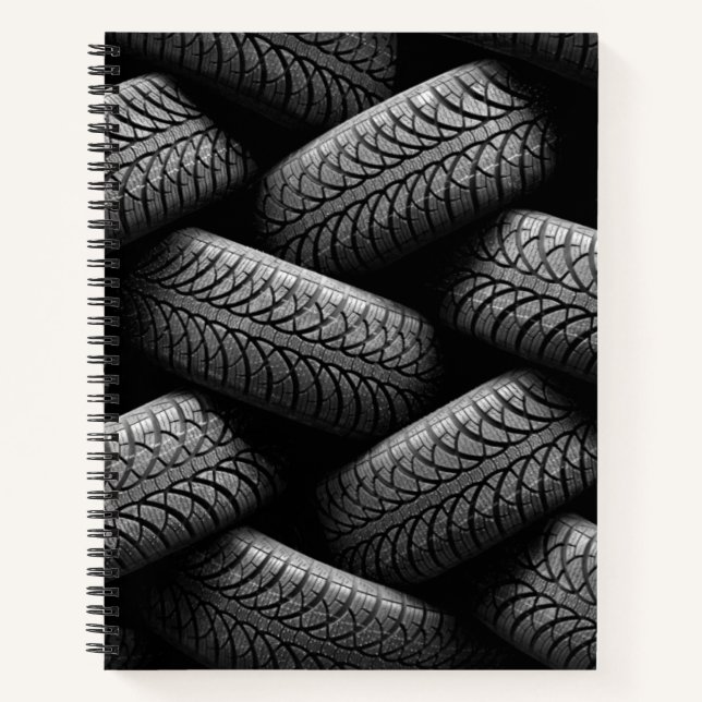 Black Car Tires Notebook (Front)