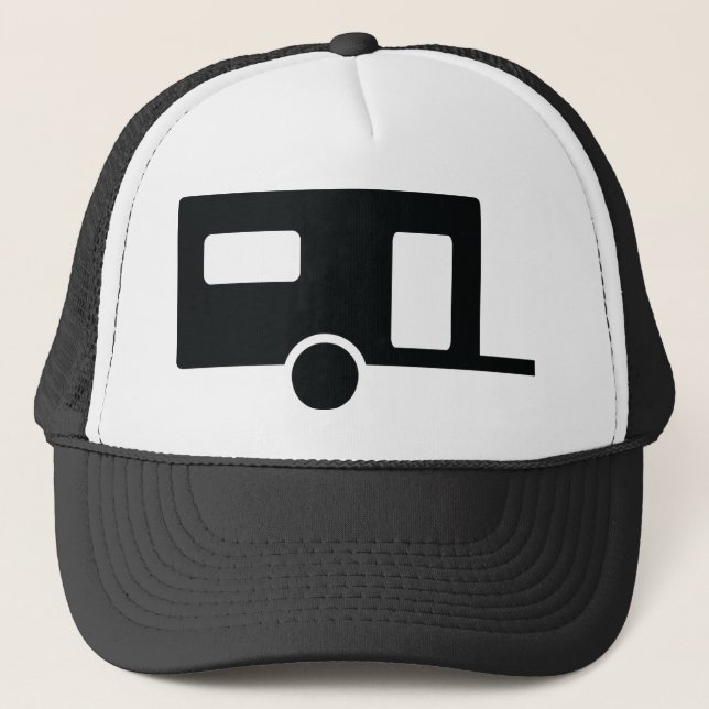 black caravan icon trucker hat (Front)