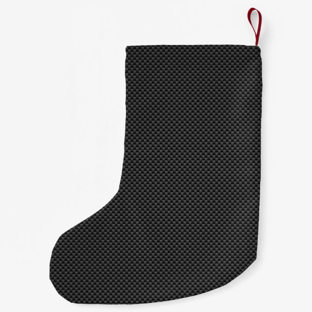Black Carbon Fiber Style Print Background Small Christmas Stocking (Back)