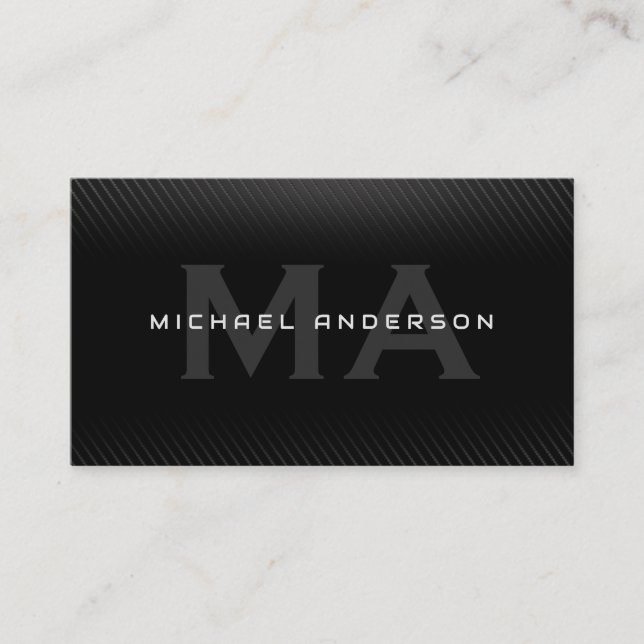 Black Carbon Fibre | Monogram | Lux Business Card (Front)