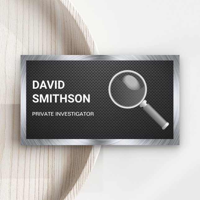Black Carbon Fibre Private Detective Investigator Business Card (Creator Uploaded)