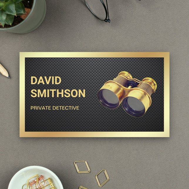 Black Carbon Fibre Private Investigator Detective Business Card (Creator Uploaded)