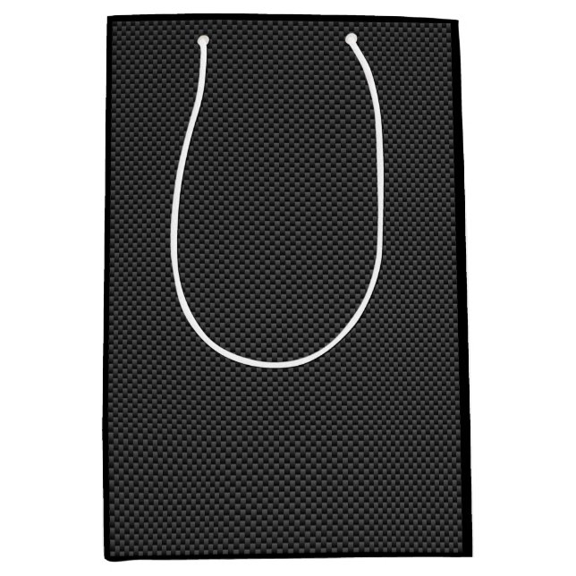 Black Carbon Fibre Style Print Background Medium Gift Bag (Front)