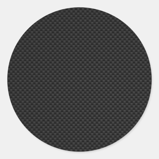 Black Carbon Fibre Style Print Classic Round Sticker (Front)