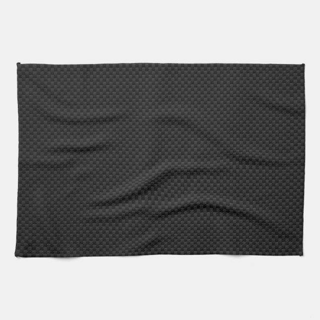Black Carbon Fibre Style Print Tea Towel (Horizontal)