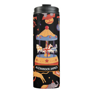 Black Carnival Kids' Birthday Circus Pattern Clown Thermal Tumbler