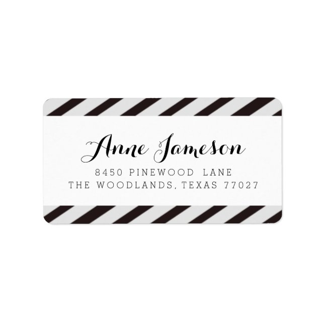 Black Carnival Stripes Address Labels (Front)