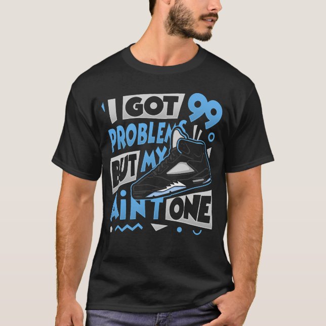 Black Carolina 5 AJ5 Problem Air Graphic T-Shirt (Front)