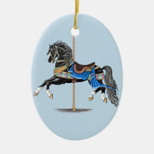 Black Carousel Horse Ceramic Tree Decoration