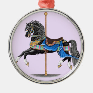 Black Carousel Horse Metal Tree Decoration