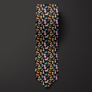 Black Cartoon Cats Montage Tie