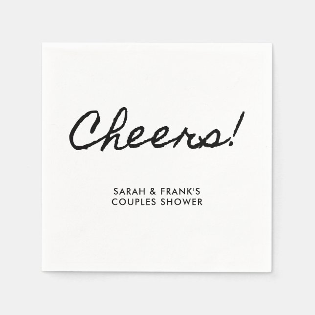 Black Casual Calligraphy Cheers Napkin (Front)