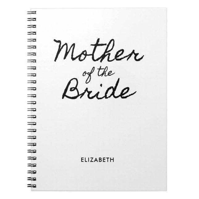 Black Casual Calligraphy Mother of the Bride Notebook (Front)