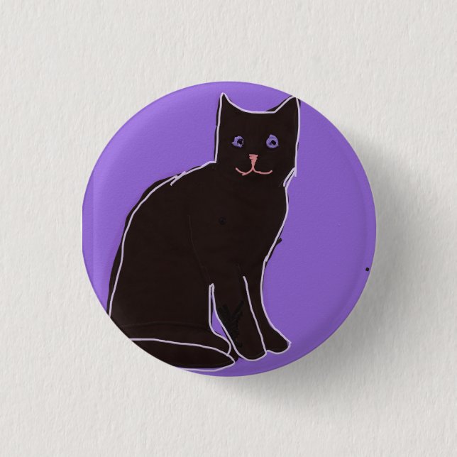 Black Cat 3 Cm Round Badge (Front)
