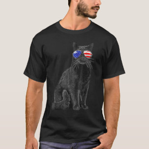 Black Cat 4th Of July Meowica American Flag Men Wo T-Shirt