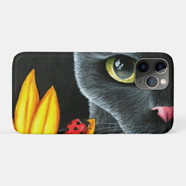 Black Cat 510 ladybug yellow flower Case-Mate iPhone Case (Back (Horizontal))