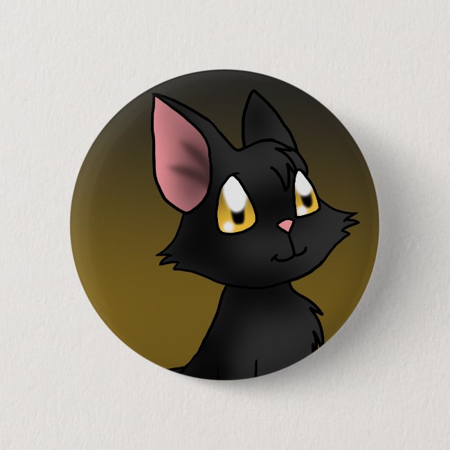 Black Cat 6 Cm Round Badge (Front)