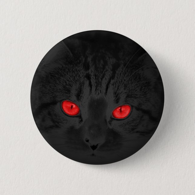 Black cat 6 cm round badge (Front)