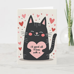 Black Cat 9 Lives Love You Card