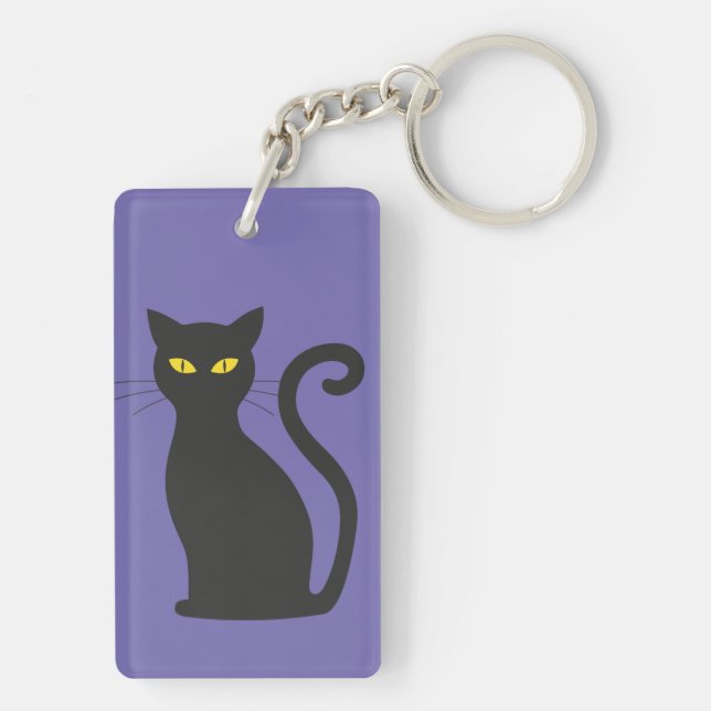 Black cat acrylic keychain (Back)