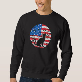 Black Cat American Feline Usa Flag Colours 4th Of  Sweatshirt