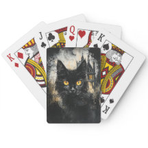 Black Cat and a Haunted House Playing Card Deck