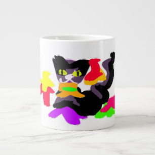 Black Cat and Autumn fun Large Coffee Mug