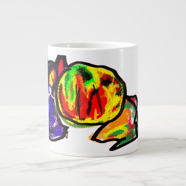 Black cat and autumn fun  large coffee mug (Front)