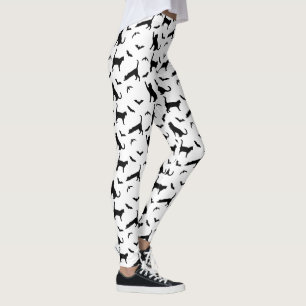 Black Cat And Bat Shapes Cute Halloween Pattern Leggings