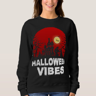 Black Cat and Bats Halloween Vibes Sweatshirt