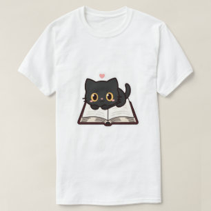 Black Cat and Book Embroidered Comfort Colours Tee
