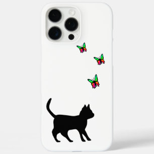 Black Cat and Butterfly iPhone 16 Pro Max Case