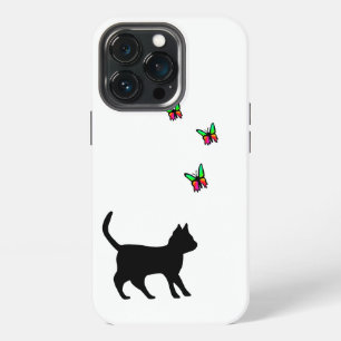 Black Cat and Butterfly iPhone 13 Pro Case