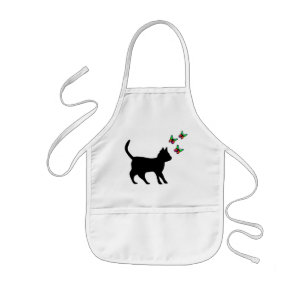 Black Cat and Butterfly Kids Apron