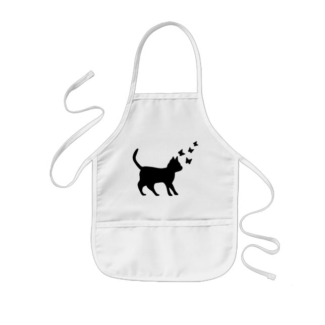 Black Cat and Butterfly Kids Apron (Front)
