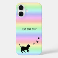 Black Cat and Butterfly on Rainbow