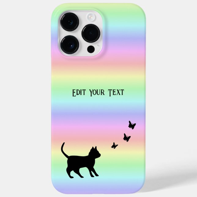 Black Cat and Butterfly on Rainbow Case-Mate iPhone Case (Back)